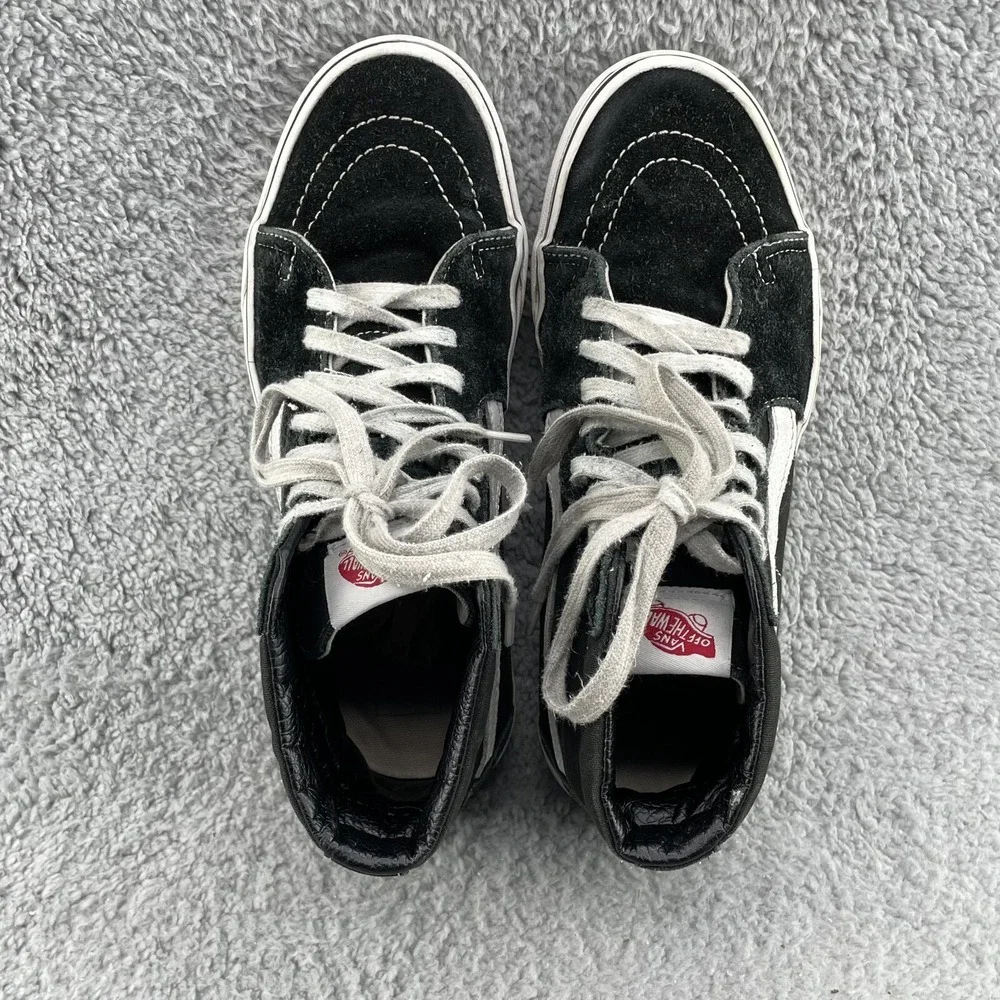 Vans Old Skool Shoes Men's 8 Black High Canvas Sneakers Skateboarding Streetwear